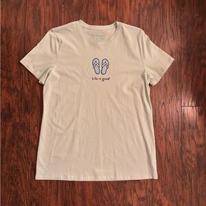 Life Is Good Light Sage Flip Flop Graphic Tee